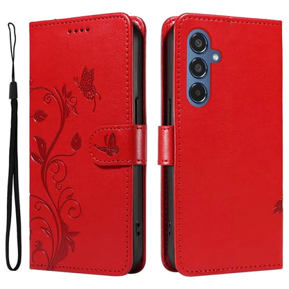 For Samsung Galaxy M35 5G Case PU Leather Phone Cover Card Slot Flowers Design