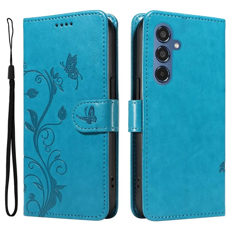 For Samsung Galaxy M35 5G Case PU Leather Phone Cover Card Slot Flowers Design
