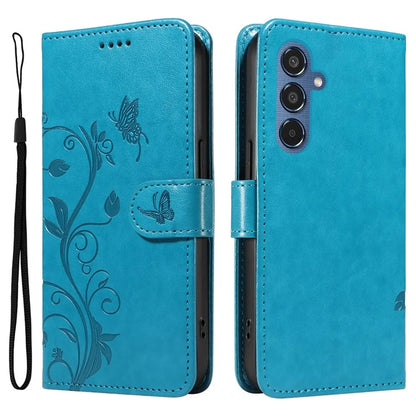 For Samsung Galaxy M35 5G Case PU Leather Phone Cover Card Slot Flowers Design