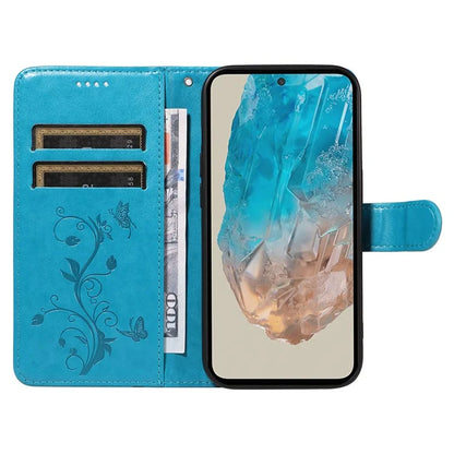 For Samsung Galaxy M35 5G Case PU Leather Phone Cover Card Slot Flowers Design