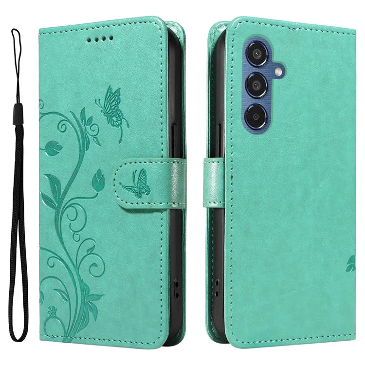 For Samsung Galaxy M35 5G Case PU Leather Phone Cover Card Slot Flowers Design