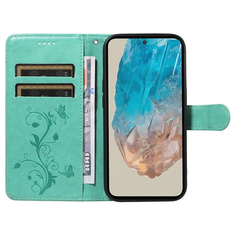For Samsung Galaxy M35 5G Case PU Leather Phone Cover Card Slot Flowers Design