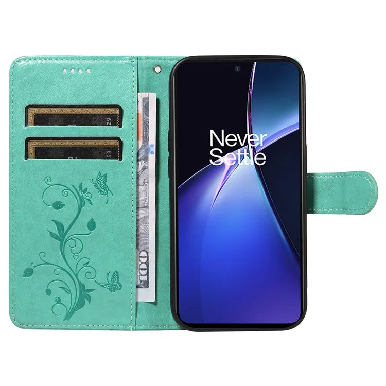 For OnePlus Nord CE4 Lite 5G / Oppo K12x 5G (China) Case PU Leather Flip Phone Cover Butterfly Flower Imprinted