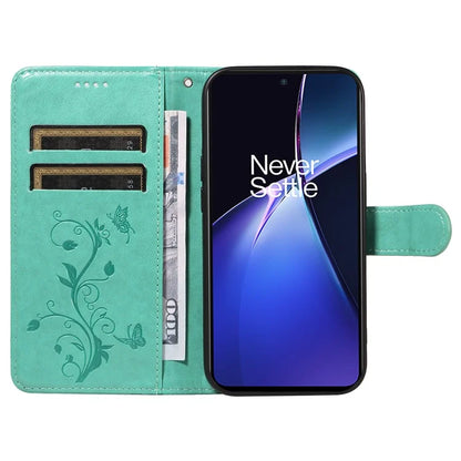 For OnePlus Nord CE4 Lite 5G / Oppo K12x 5G (China) Case PU Leather Flip Phone Cover Butterfly Flower Imprinted