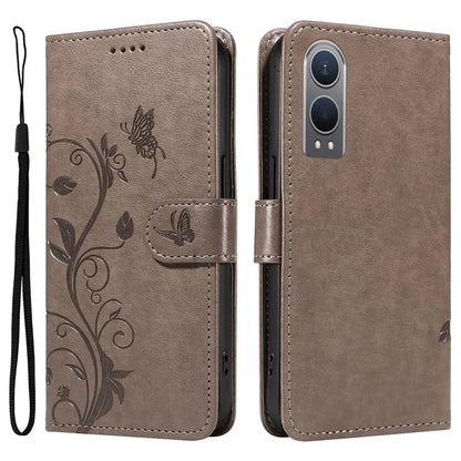 For OnePlus Nord CE4 Lite 5G / Oppo K12x 5G (China) Case PU Leather Flip Phone Cover Butterfly Flower Imprinted