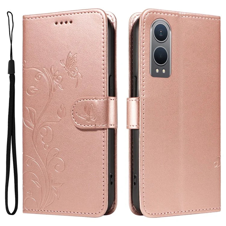 For OnePlus Nord CE4 Lite 5G / Oppo K12x 5G (China) Case PU Leather Flip Phone Cover Butterfly Flower Imprinted