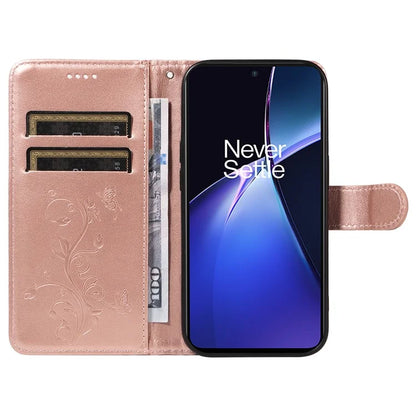 For OnePlus Nord CE4 Lite 5G / Oppo K12x 5G (China) Case PU Leather Flip Phone Cover Butterfly Flower Imprinted