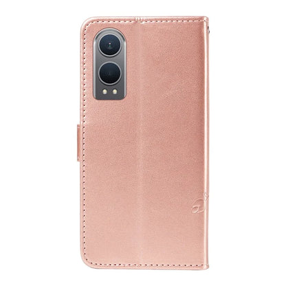 For OnePlus Nord CE4 Lite 5G / Oppo K12x 5G (China) Case PU Leather Flip Phone Cover Butterfly Flower Imprinted