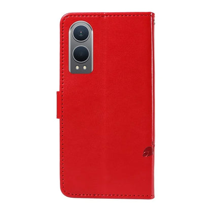 For OnePlus Nord CE4 Lite 5G / Oppo K12x 5G (China) Case PU Leather Flip Phone Cover Butterfly Flower Imprinted