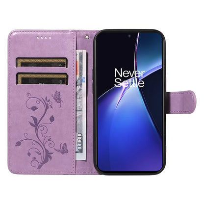 For OnePlus Nord CE4 Lite 5G / Oppo K12x 5G (China) Case PU Leather Flip Phone Cover Butterfly Flower Imprinted