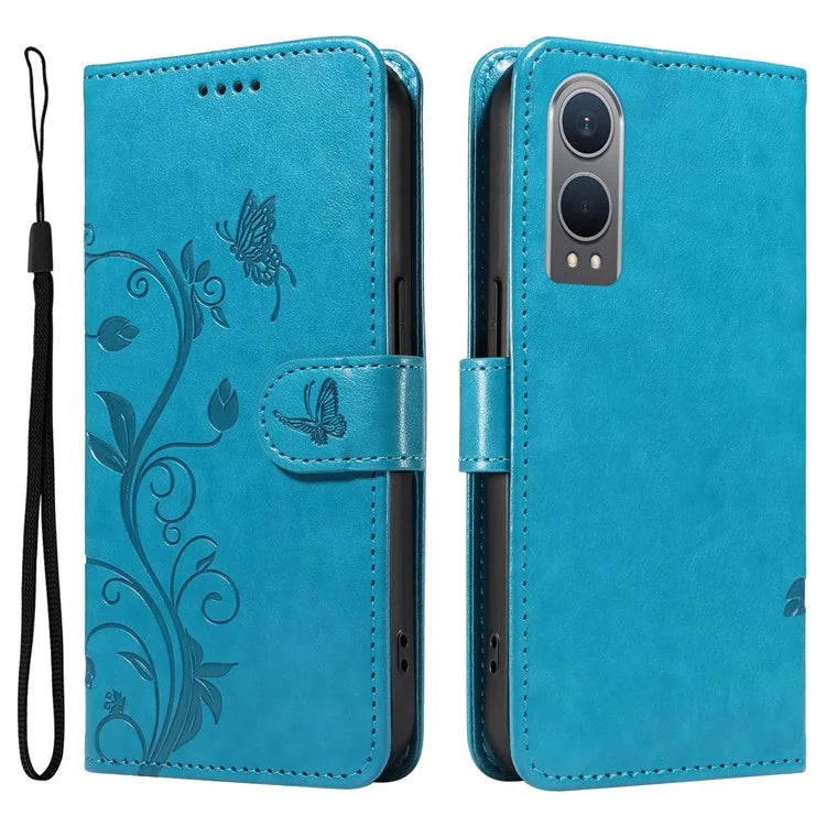 For OnePlus Nord CE4 Lite 5G / Oppo K12x 5G (China) Case PU Leather Flip Phone Cover Butterfly Flower Imprinted