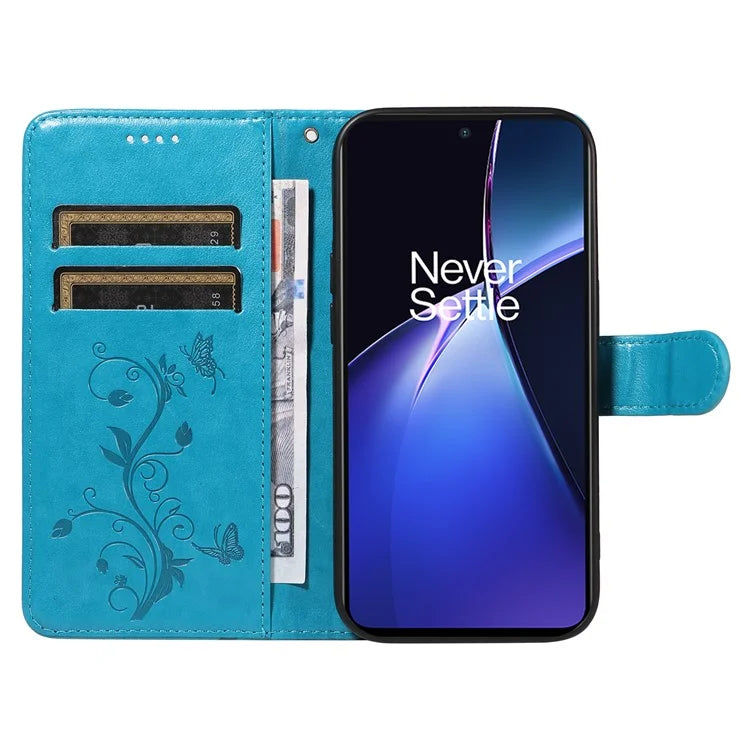For OnePlus Nord CE4 Lite 5G / Oppo K12x 5G (China) Case PU Leather Flip Phone Cover Butterfly Flower Imprinted