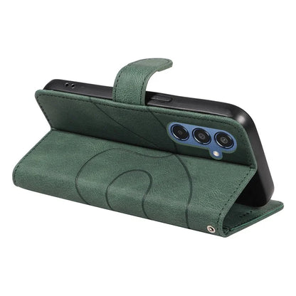 For Samsung Galaxy M35 5G Case PU Leather Wallet Stand Phone Cover Curved Line Imprinting Design