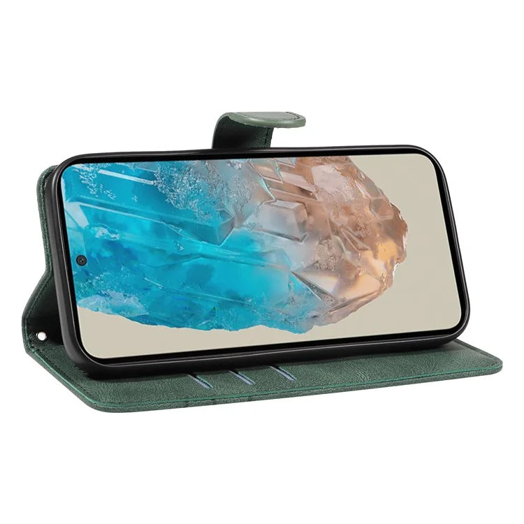 For Samsung Galaxy M35 5G Case PU Leather Wallet Stand Phone Cover Curved Line Imprinting Design