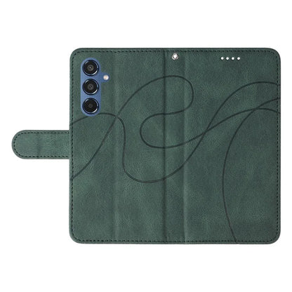 For Samsung Galaxy M35 5G Case PU Leather Wallet Stand Phone Cover Curved Line Imprinting Design