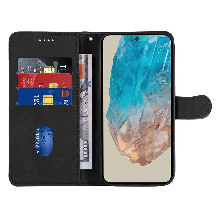 For Samsung Galaxy M35 5G Case PU Leather Wallet Stand Phone Cover Curved Line Imprinting Design