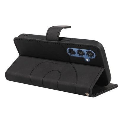 For Samsung Galaxy M35 5G Case PU Leather Wallet Stand Phone Cover Curved Line Imprinting Design