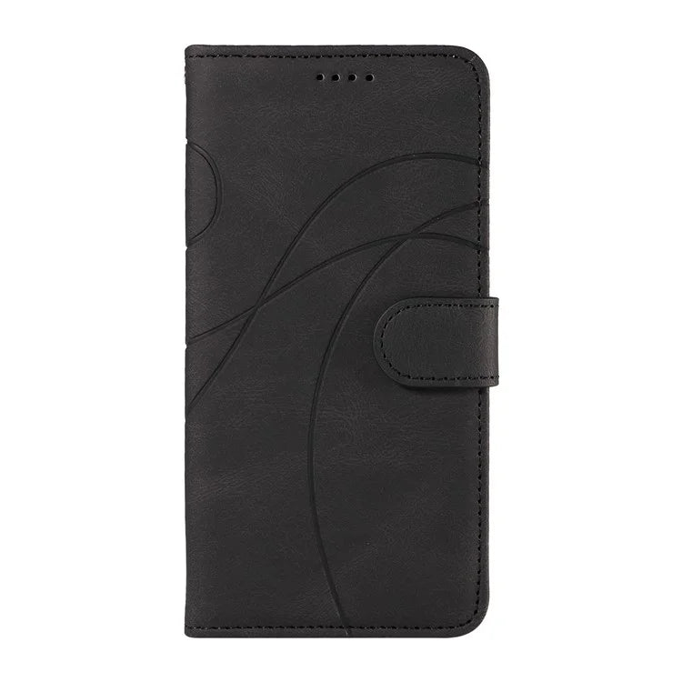 For Samsung Galaxy M35 5G Case PU Leather Wallet Stand Phone Cover Curved Line Imprinting Design