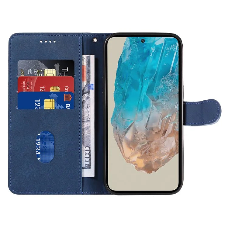 For Samsung Galaxy M35 5G Case PU Leather Wallet Stand Phone Cover Curved Line Imprinting Design