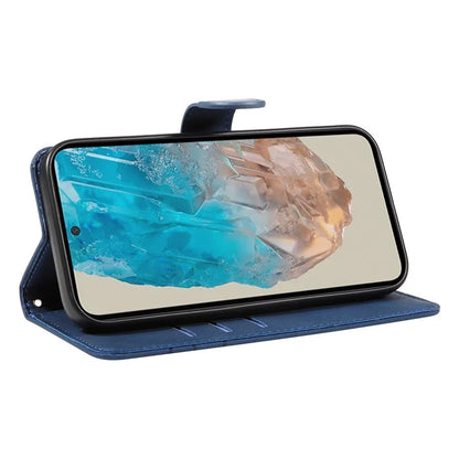 For Samsung Galaxy M35 5G Case PU Leather Wallet Stand Phone Cover Curved Line Imprinting Design
