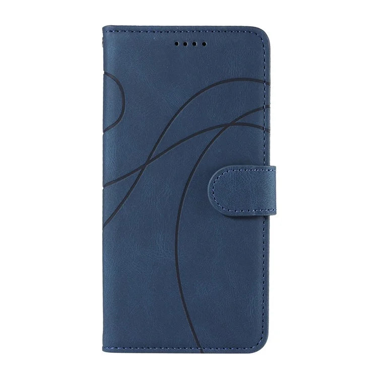 For Samsung Galaxy M35 5G Case PU Leather Wallet Stand Phone Cover Curved Line Imprinting Design