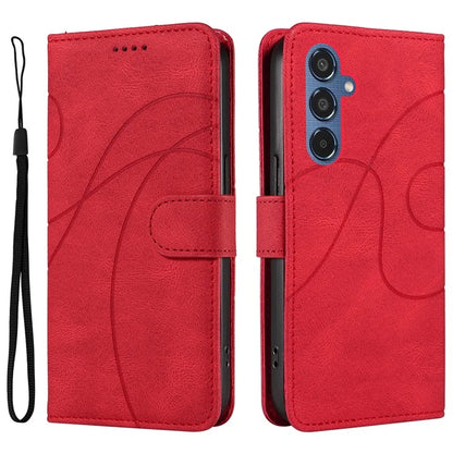 For Samsung Galaxy M35 5G Case PU Leather Wallet Stand Phone Cover Curved Line Imprinting Design
