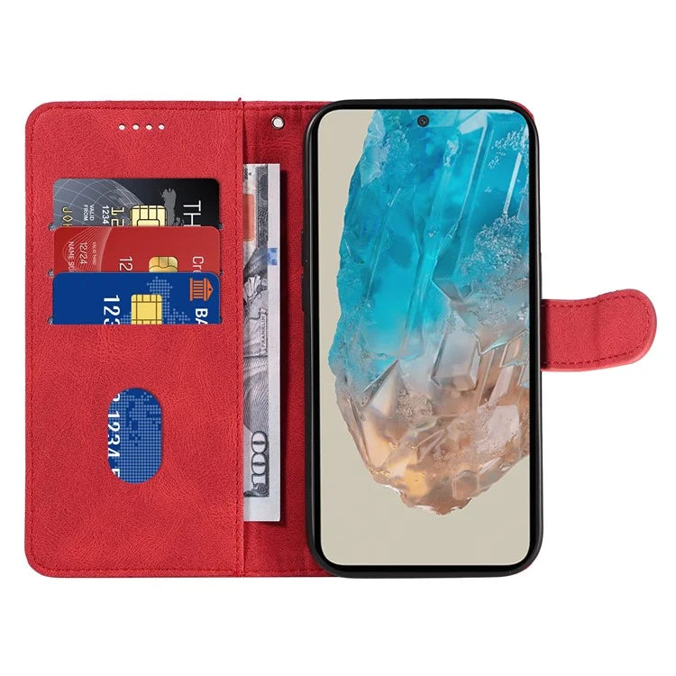 For Samsung Galaxy M35 5G Case PU Leather Wallet Stand Phone Cover Curved Line Imprinting Design