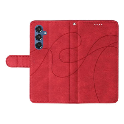 For Samsung Galaxy M35 5G Case PU Leather Wallet Stand Phone Cover Curved Line Imprinting Design