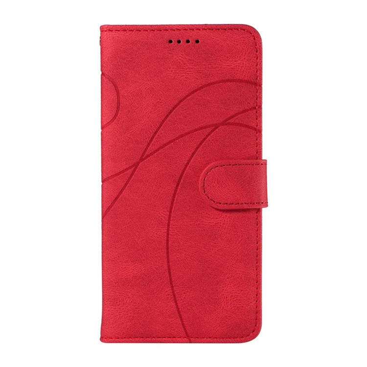 For Samsung Galaxy M35 5G Case PU Leather Wallet Stand Phone Cover Curved Line Imprinting Design