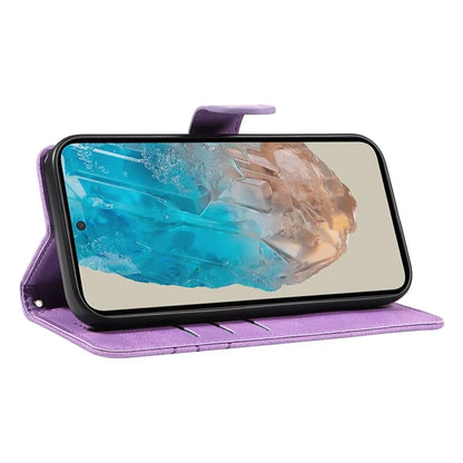 For Samsung Galaxy M35 5G Case PU Leather Wallet Stand Phone Cover Curved Line Imprinting Design