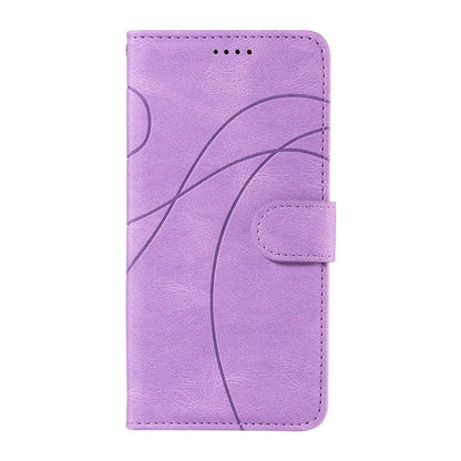 For Samsung Galaxy M35 5G Case PU Leather Wallet Stand Phone Cover Curved Line Imprinting Design