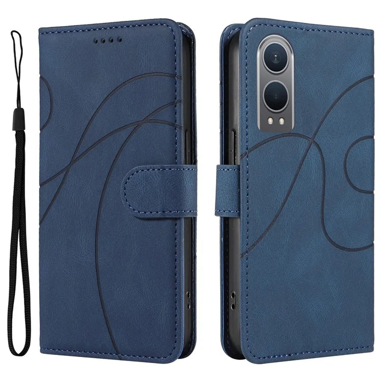 For OnePlus Nord CE4 Lite 5G / Oppo K12x 5G (China) Case Shockproof Wallet Card Holder Leather Phone Cover Curved Line