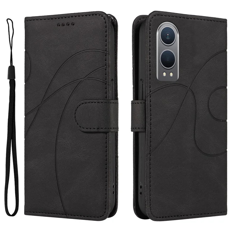 For OnePlus Nord CE4 Lite 5G / Oppo K12x 5G (China) Case Shockproof Wallet Card Holder Leather Phone Cover Curved Line