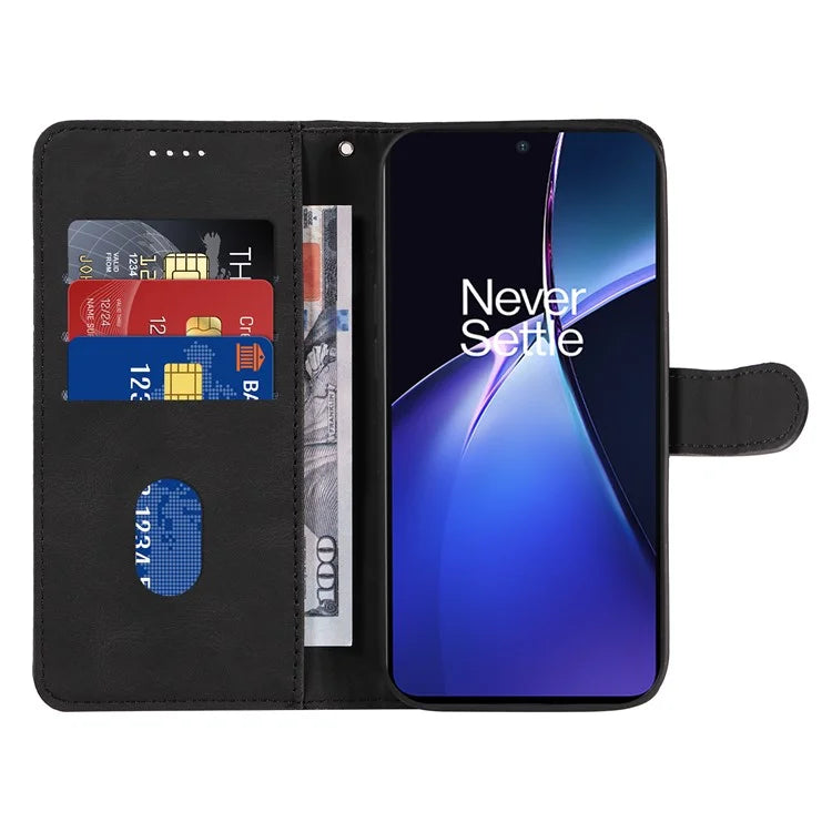 For OnePlus Nord CE4 Lite 5G / Oppo K12x 5G (China) Case Shockproof Wallet Card Holder Leather Phone Cover Curved Line