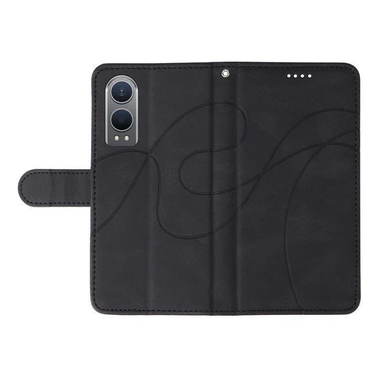 For OnePlus Nord CE4 Lite 5G / Oppo K12x 5G (China) Case Shockproof Wallet Card Holder Leather Phone Cover Curved Line