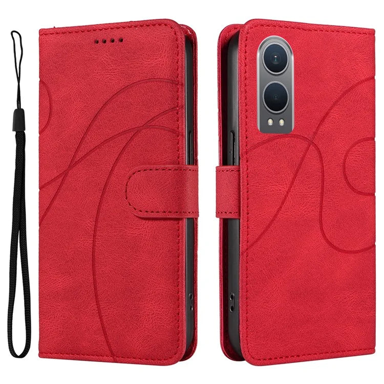 For OnePlus Nord CE4 Lite 5G / Oppo K12x 5G (China) Case Shockproof Wallet Card Holder Leather Phone Cover Curved Line