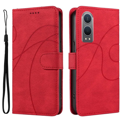 For OnePlus Nord CE4 Lite 5G / Oppo K12x 5G (China) Case Shockproof Wallet Card Holder Leather Phone Cover Curved Line