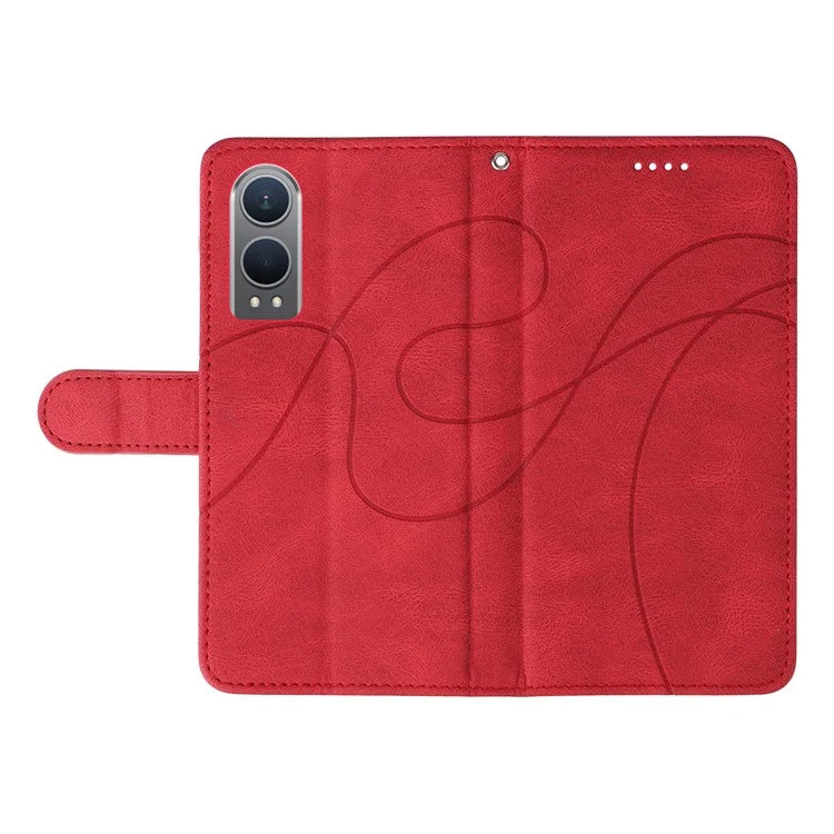 For OnePlus Nord CE4 Lite 5G / Oppo K12x 5G (China) Case Shockproof Wallet Card Holder Leather Phone Cover Curved Line