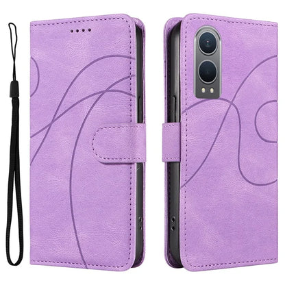 For OnePlus Nord CE4 Lite 5G / Oppo K12x 5G (China) Case Shockproof Wallet Card Holder Leather Phone Cover Curved Line