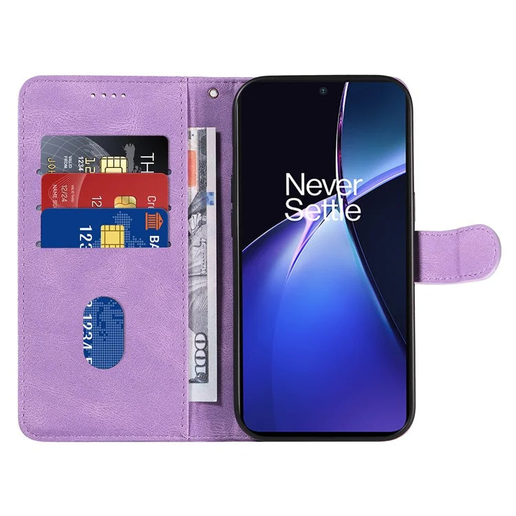 For OnePlus Nord CE4 Lite 5G / Oppo K12x 5G (China) Case Shockproof Wallet Card Holder Leather Phone Cover Curved Line