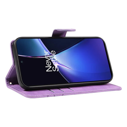 For OnePlus Nord CE4 Lite 5G / Oppo K12x 5G (China) Case Shockproof Wallet Card Holder Leather Phone Cover Curved Line