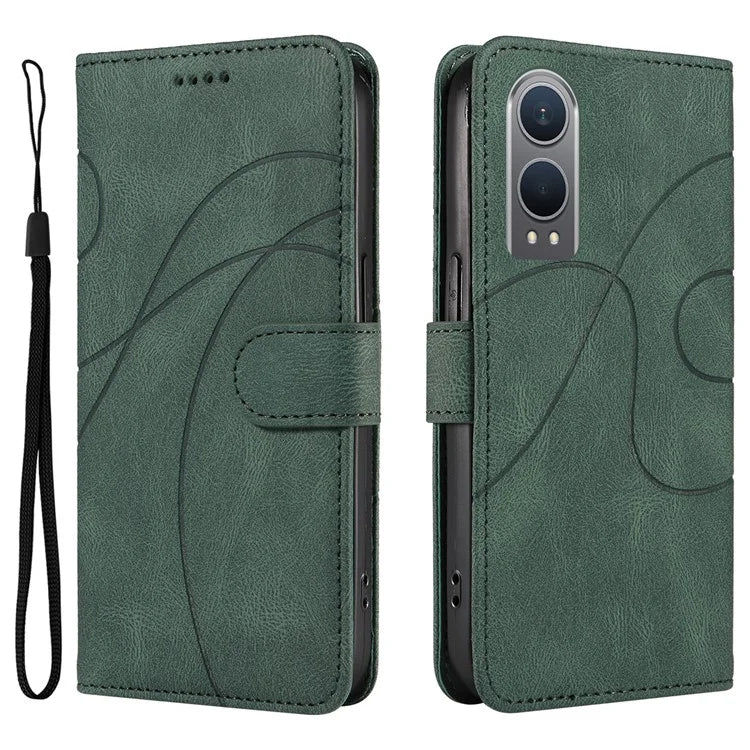For OnePlus Nord CE4 Lite 5G / Oppo K12x 5G (China) Case Shockproof Wallet Card Holder Leather Phone Cover Curved Line
