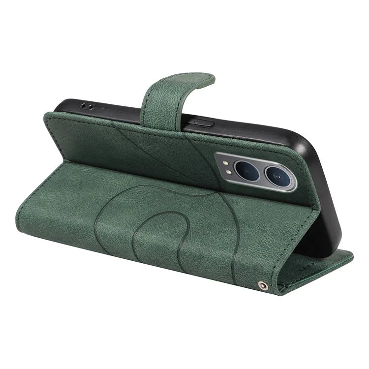 For OnePlus Nord CE4 Lite 5G / Oppo K12x 5G (China) Case Shockproof Wallet Card Holder Leather Phone Cover Curved Line