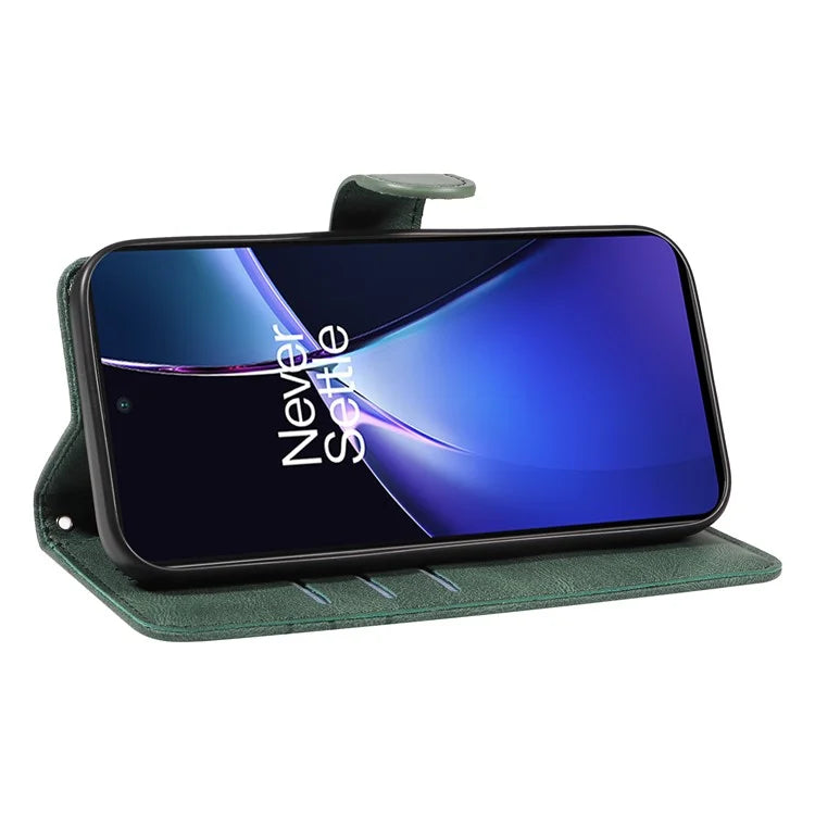 For OnePlus Nord CE4 Lite 5G / Oppo K12x 5G (China) Case Shockproof Wallet Card Holder Leather Phone Cover Curved Line