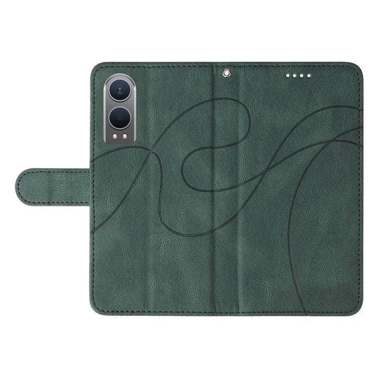 For OnePlus Nord CE4 Lite 5G / Oppo K12x 5G (China) Case Shockproof Wallet Card Holder Leather Phone Cover Curved Line
