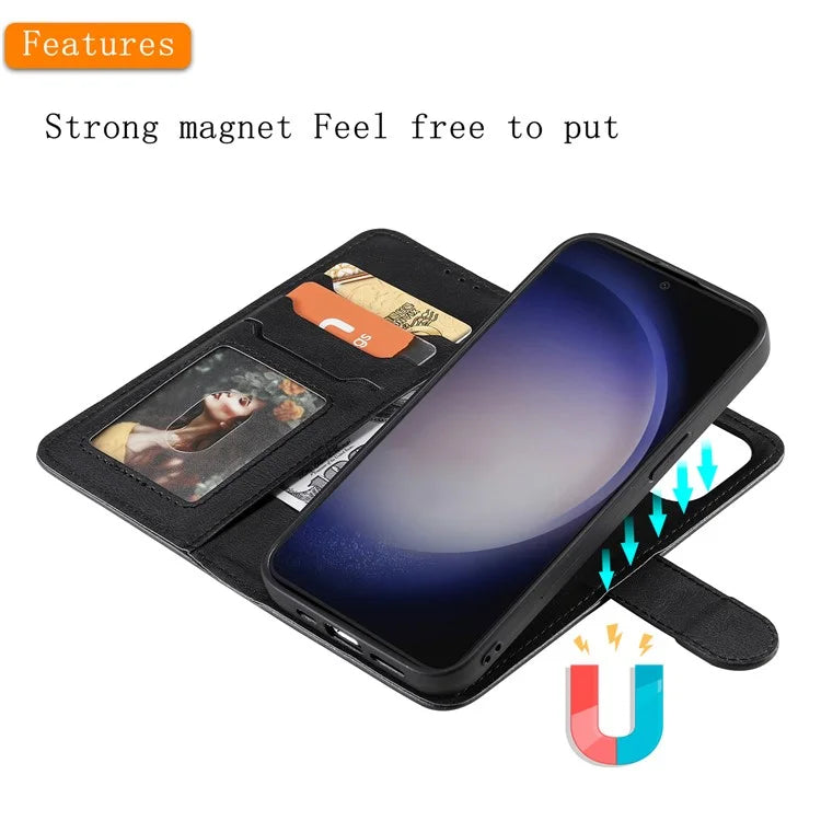 KT Leather Series-3 For Samsung	Galaxy S24+ Case Flip PU Leather Phone Cover Detachable 2 in 1 Wallet