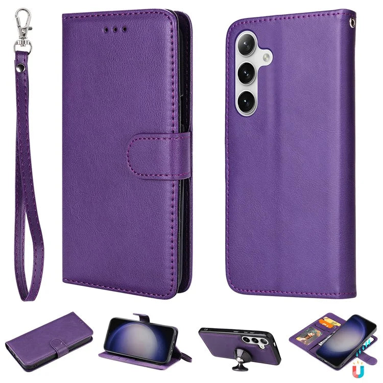 KT Leather Series-3 For Samsung	Galaxy S24+ Case Flip PU Leather Phone Cover Detachable 2 in 1 Wallet