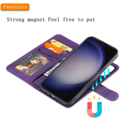 KT Leather Series-3 For Samsung	Galaxy S24+ Case Flip PU Leather Phone Cover Detachable 2 in 1 Wallet