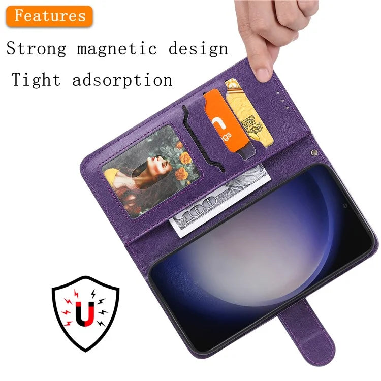 KT Leather Series-3 For Samsung	Galaxy S24+ Case Flip PU Leather Phone Cover Detachable 2 in 1 Wallet