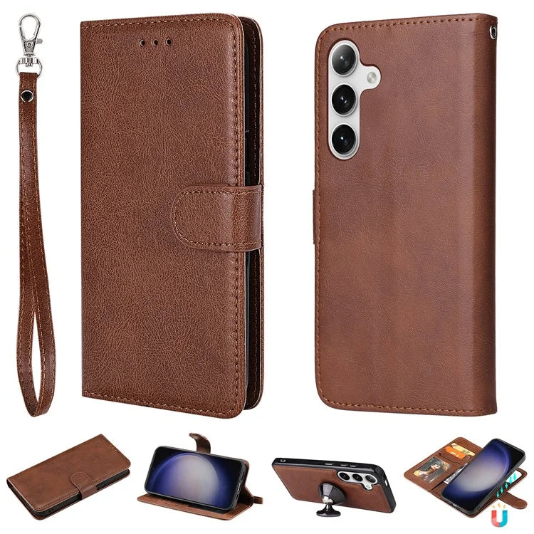 KT Leather Series-3 For Samsung	Galaxy S24+ Case Flip PU Leather Phone Cover Detachable 2 in 1 Wallet